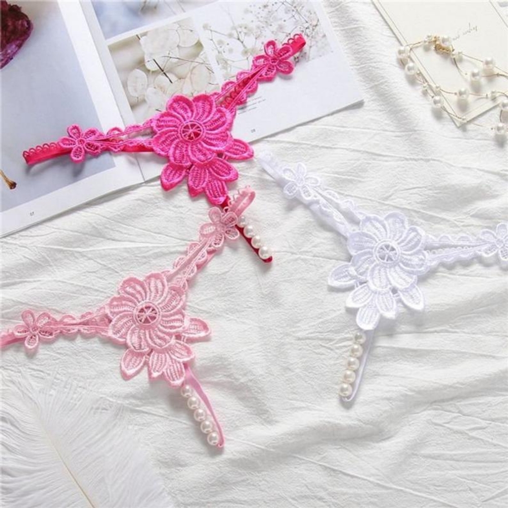 🍑 Light Pink Perspective Lace Panties Sexy Pearl 🍑
